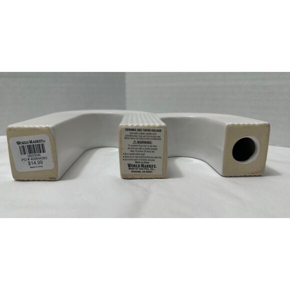 White Ceramic Double Arch Taper Candle Holder Set of 3 - Picture 7 of 11